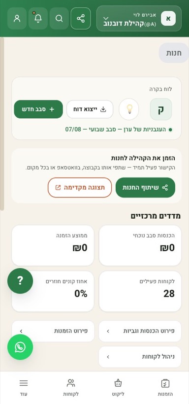אותו לוח בקרה גם על מסך נייד